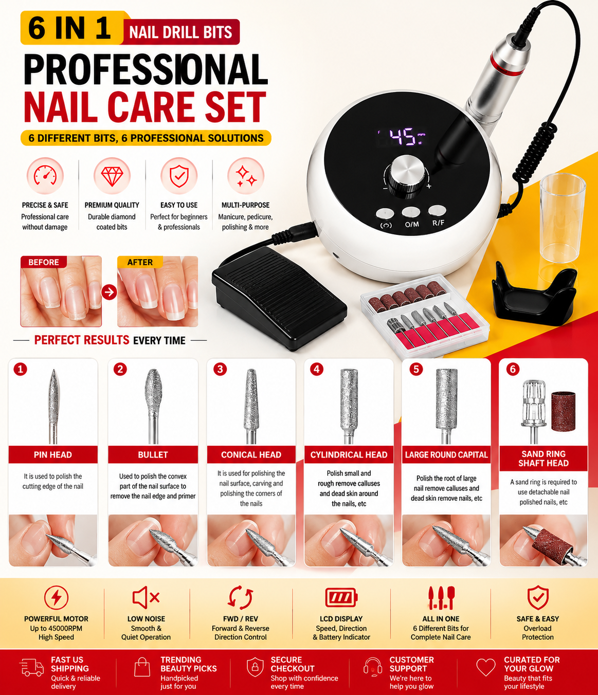 45000RPM Professional Electric Nail Drill Manicure Machine