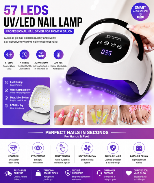 UV Nail Lamp, Dryer Light For Nails With 4 Timers LED Lamp Gel Polish