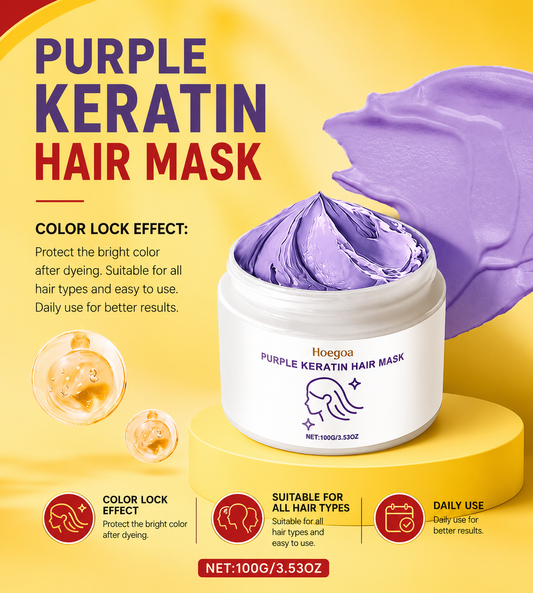 Hoegoa Keratin Purple Hair Mask Nourishing Moisturizing For Dry And Frizzy Hair