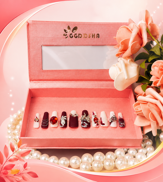 GGddsha New Shiny Crystal Long Press On Nails WithDiamonds